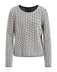 Velvet Jersey Top with Geometric Motif