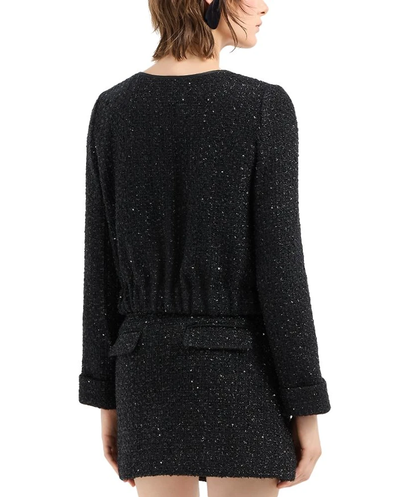 Metallic Tweed Zip Jacket