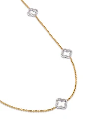 14K Gold Diamond Clover Necklace, 18"