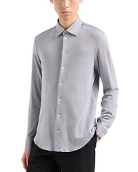 Striped Jersey Button Down Shirt