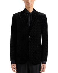 Emporio Armani Peak Lapel Embroidered Motif Velvet Sport Jacket