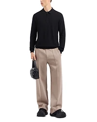 Wool Diamond Jacquard Regular Fit Quarter Zip Polo Sweater
