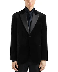 Emporio Armani Regular Fit Embossed Print and Satin Lapel Blazer