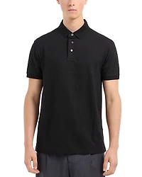 Emporio Armani Cotton Jersey Diamond Jacquard Regular Fit Polo Shirt