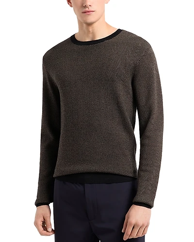 Emporio Armani Wool Chevron Jacquard Regular Fit Sweater