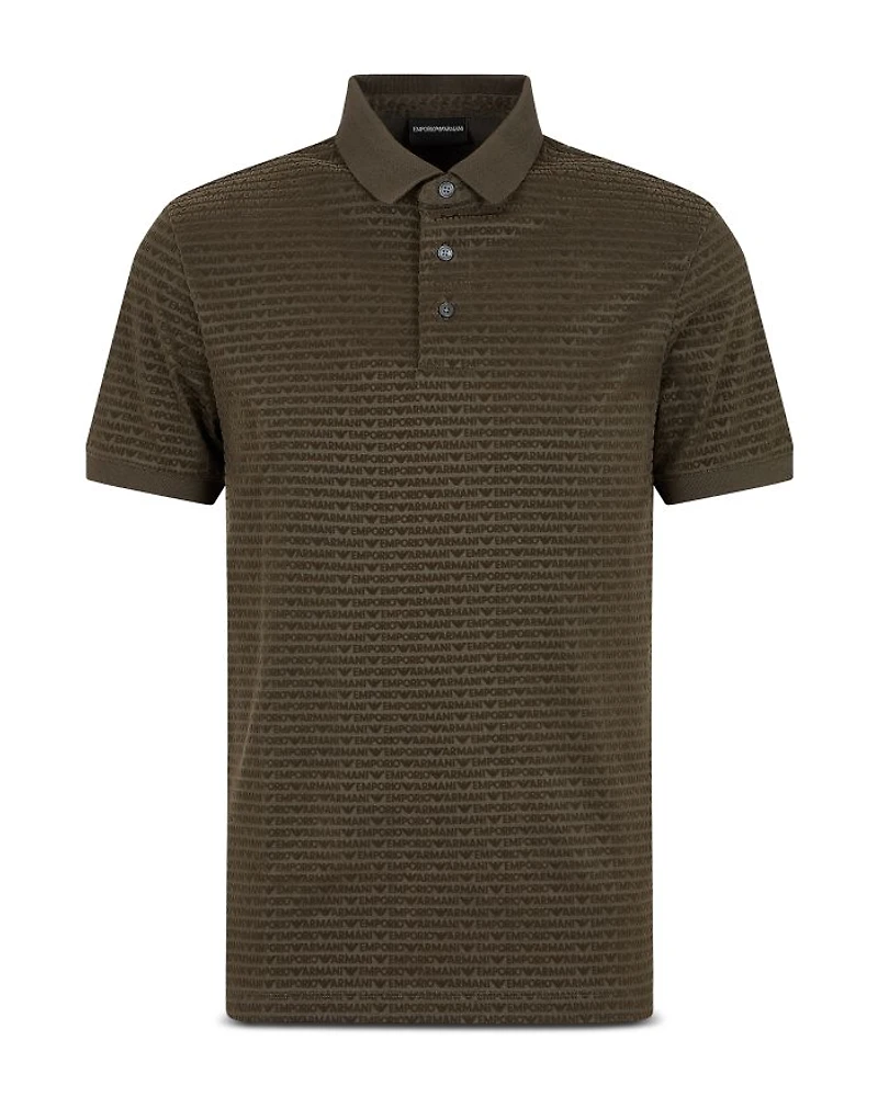 Allover Logo Flocking Jersey Polo Shirt