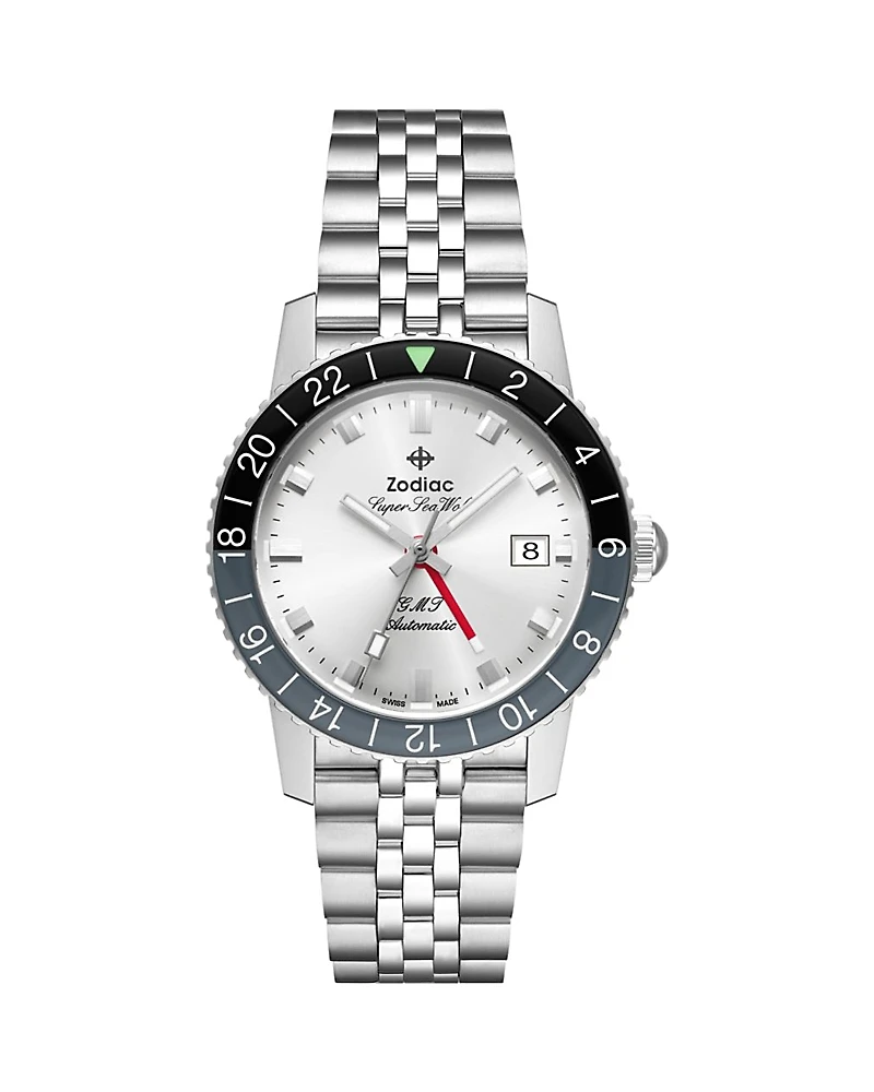 Zodiac Gmt Automatic Stainless Steel Watch, 40mm