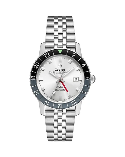 Zodiac Gmt Automatic Stainless Steel Watch, 40mm