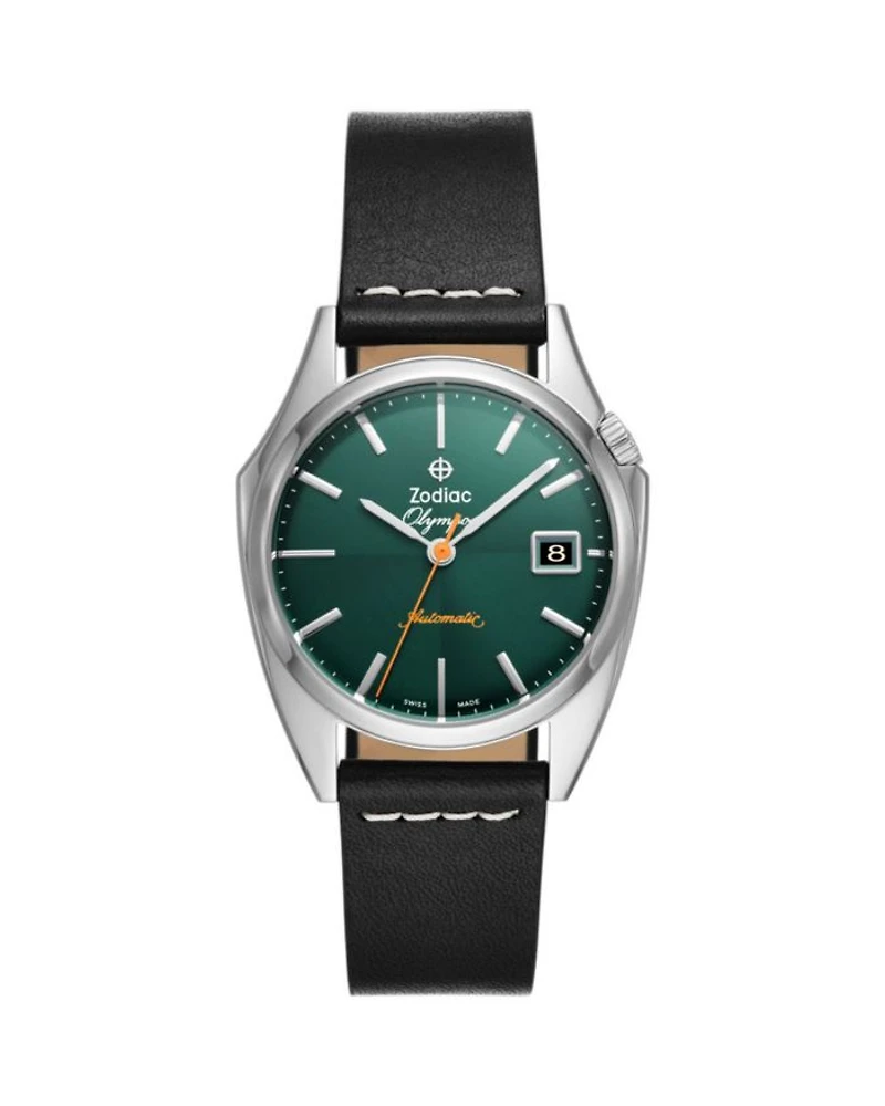 Dress Olympos Automatic Leather Watch, 37mm
