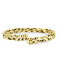 18K Yellow Gold Caviar Endcap Double Wrap Bracelet