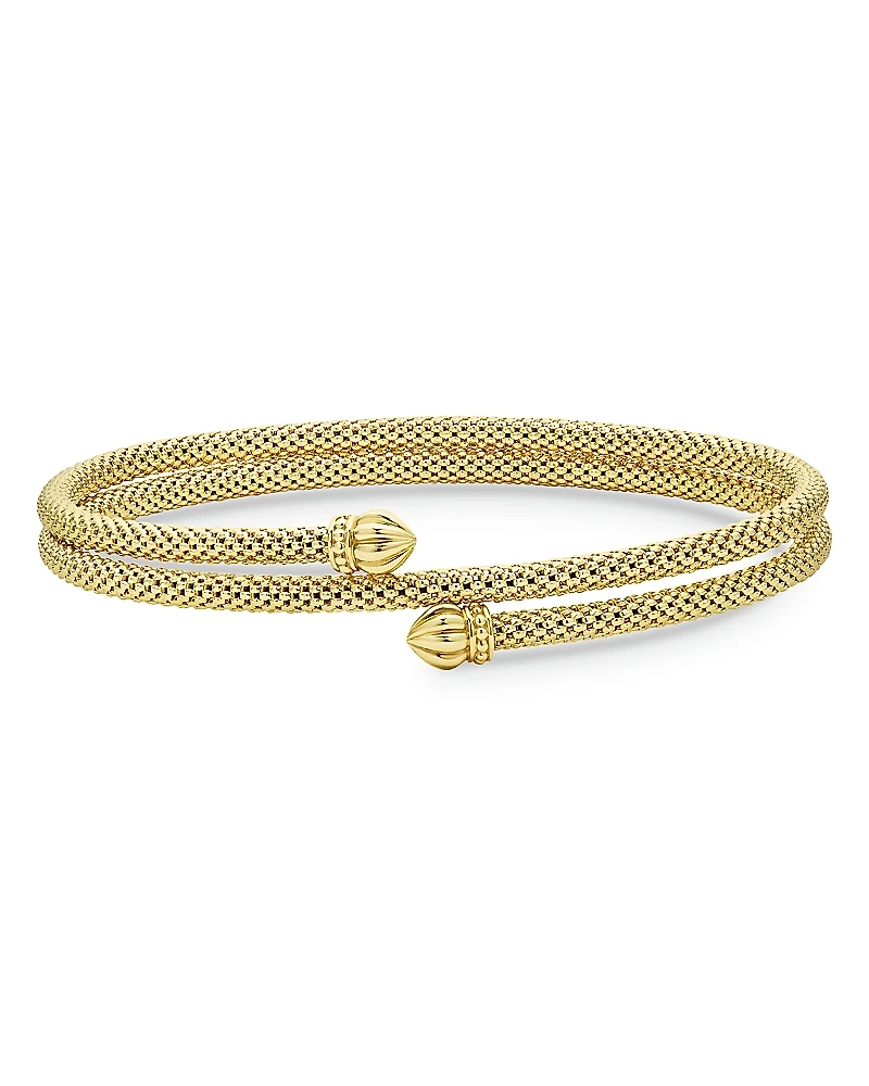 Lagos 18K Yellow Gold Caviar Endcap Double Wrap Bracelet