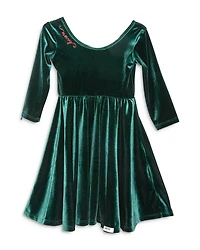 Girls' Holiday Twirly Dress Emerald Stretch Velvet - Little Kid, Big Kid