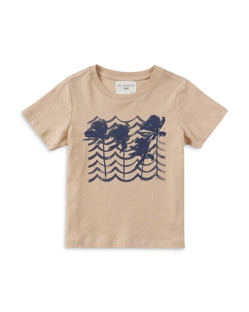 Unisex Marlow Cotton Wavy Palms Graphic Tee - Little Kid, Big Kid