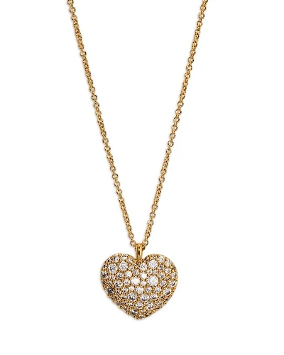 Cubic Zirconia Heart Pendant Necklace in 18K Gold Plated, 16"-18"
