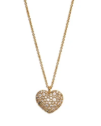 Cubic Zirconia Heart Pendant Necklace in 18K Gold Plated, 16"-18"