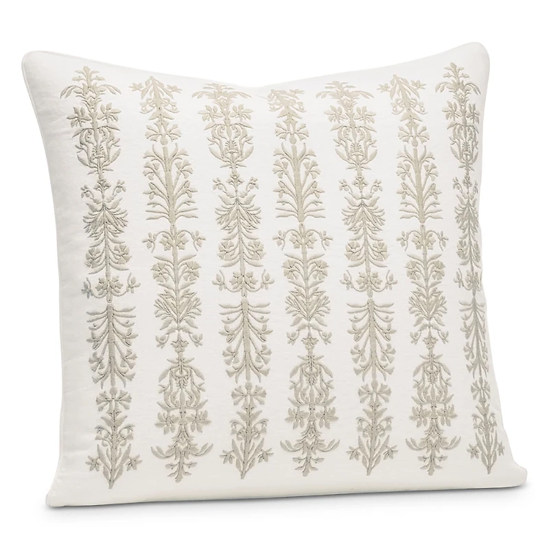 Boll & Branch Linen Floral Reed Decorative Pillow with Insert, 20 x 20