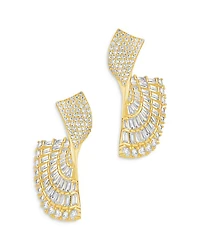 Hartford Cubic Zirconia Fan Drop Earrings in 14K Gold Plated
