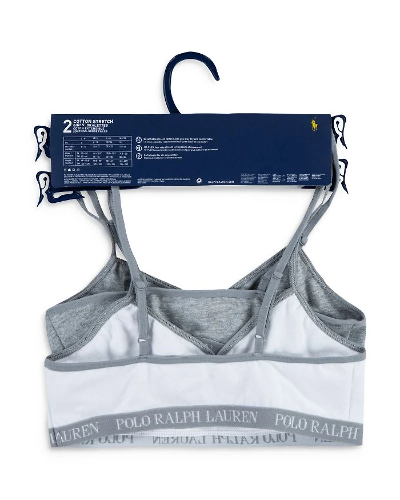 Girls' Cotton Stretch Jersey Bralettes, Pack of 2