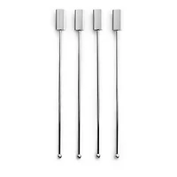 Striations Drink Stirrers, Silver Tone, Set of 4