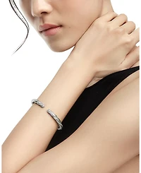 Cable Edge Bracelet in Recycled Sterling Silver with Pavé Diamonds