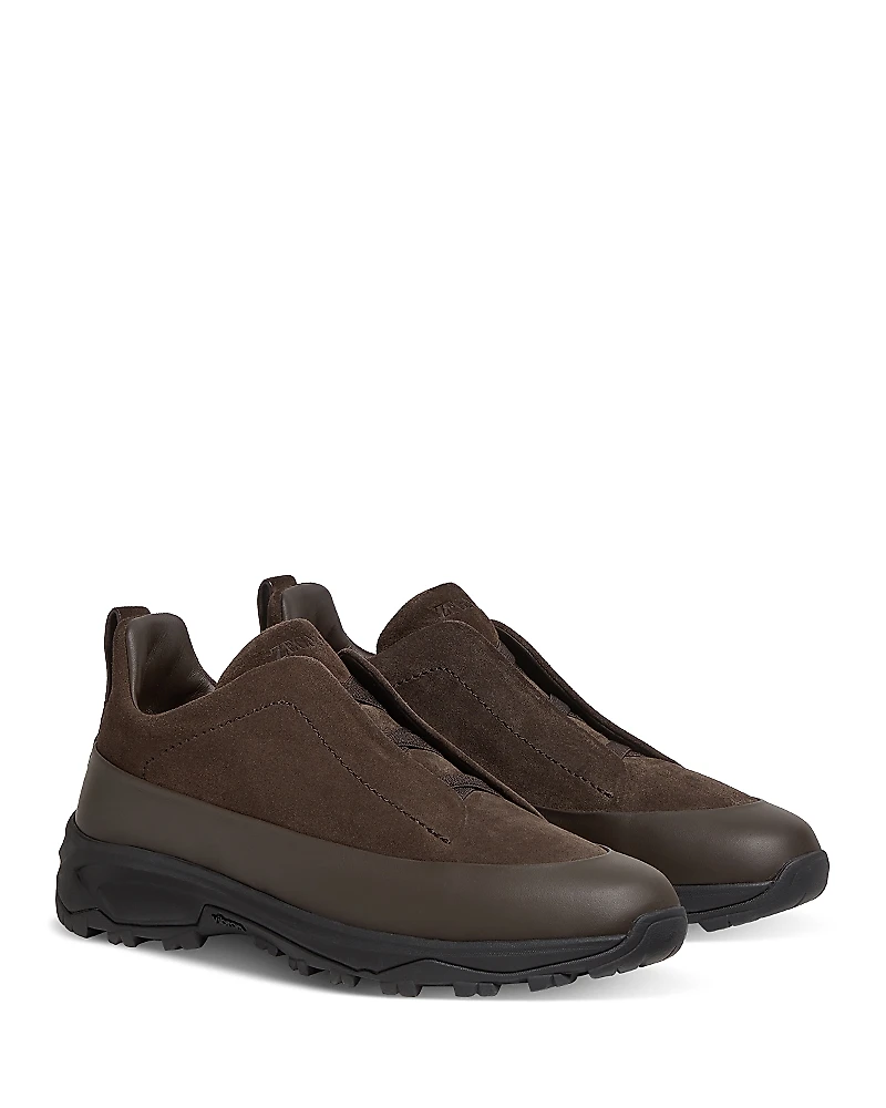 Zegna Men's Suede Triple Stitch Monte Sneakers