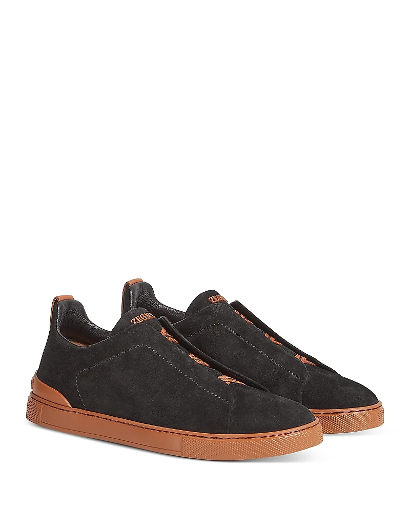 Zegna Men's Suede Triple Stitch Sneakers
