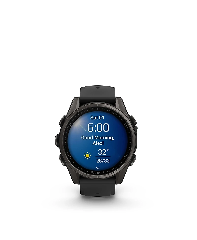 Garmin Fenix 8 43mm, Amoled, Saphire, Carbon Gray Titanium, Blk/Pebble Gray Band Watch