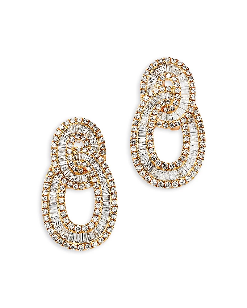 Bloomingdale's Fine Collection Diamond Baguette & Round Interlocking Circle Drop Earrings