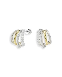 Hyperbola Crystal Split Hoop Earrings in Gold Tone & Rhodium Plated