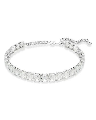 Millenia Octagon Crystal Choker Necklace in Rhodium Plated, 11.75"-13.75"