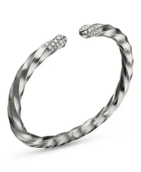 Cable Edge Bracelet in Recycled Sterling Silver with Pavé Diamonds