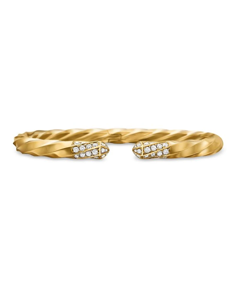 Cable Edge® Bracelet in 18K Yellow Gold with Diamonds, 5.5mm