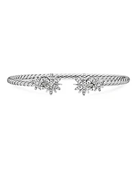 David Yurman Sterling Silver Starburst Cable Bangle Bracelet with Diamonds
