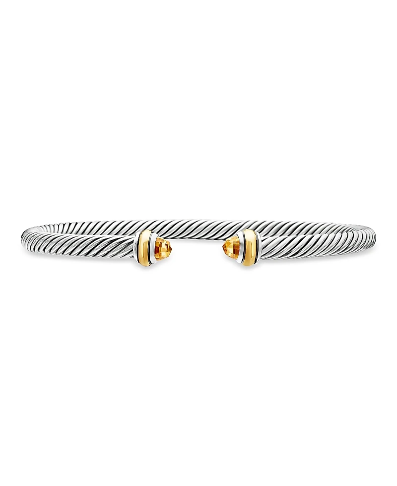 David Yurman Sterling Silver & 18K Yellow Gold Cable Classic Bracelet with Citrine