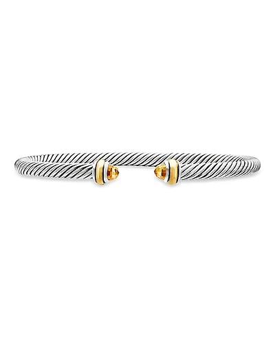 David Yurman Sterling Silver & 18K Yellow Gold Cable Classic Bracelet with Citrine