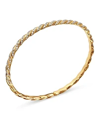 Sculpted Cable Flex Bracelet in 18K Yellow Gold with Diamonds, 3.5mm