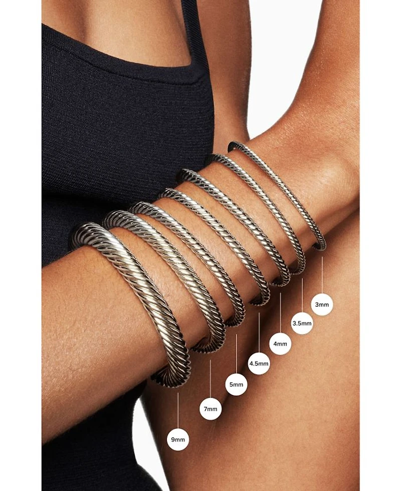 Buckle Classic Cable Bracelet Sterling Silver with Hampton Blue Topaz and Diamonds, 7mm