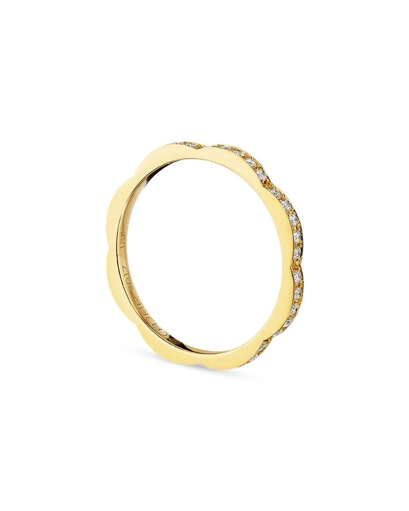 18K Yellow Gold Triplet Thin Stacking Ring with Diamonds, 0.34 tcw