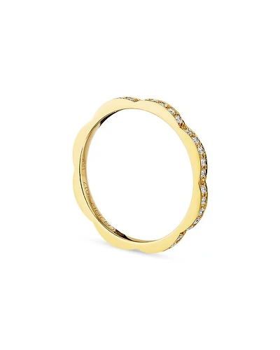 18K Yellow Gold Triplet Thin Stacking Ring with Diamonds, 0.34 tcw