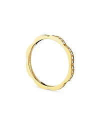 18K Yellow Gold Triplet Thin Stacking Ring with Diamonds, 0.34 tcw