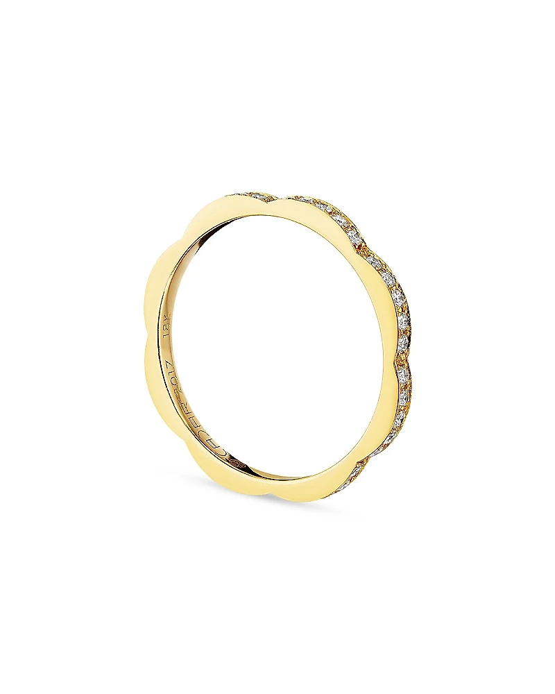 Cadar 18K Yellow Gold Triplet Thin Stacking Ring with Diamonds, 0.34 tcw