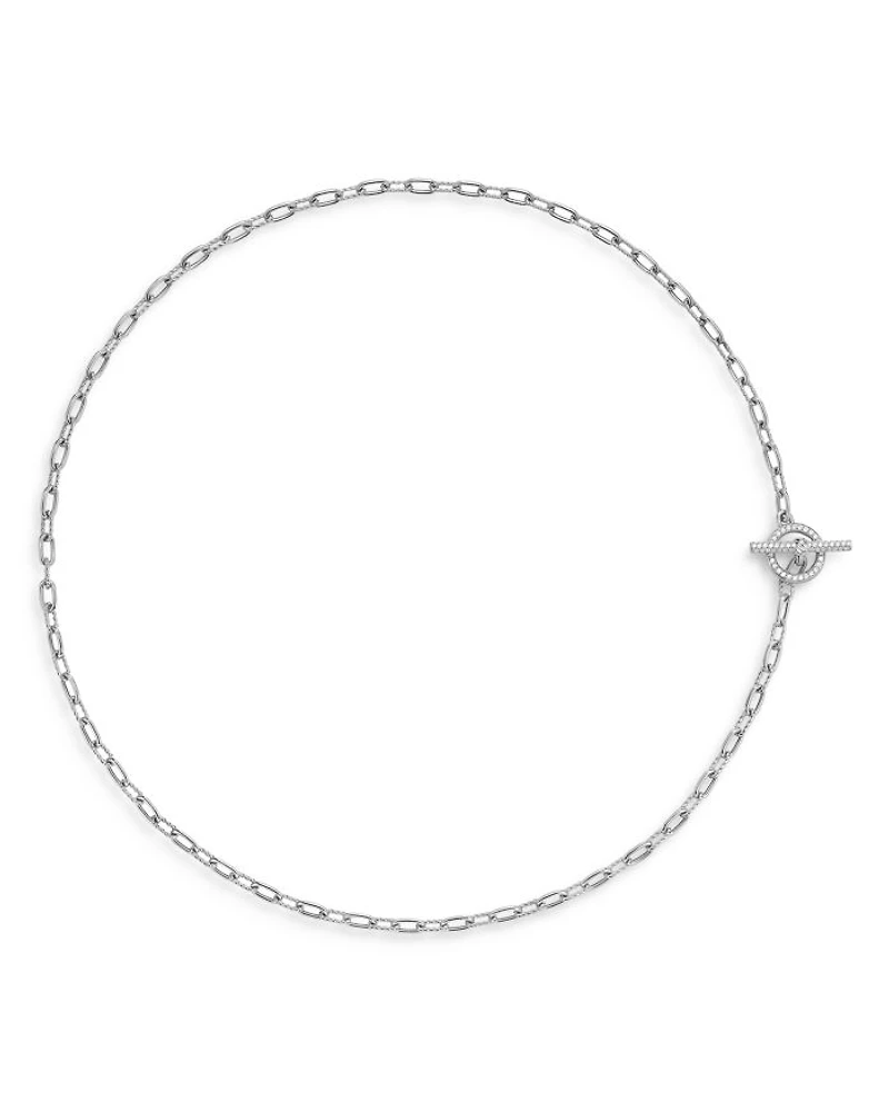 DY Madison® Pavé Diamond Toggle Chain Necklace in Sterling Silver, 3mm