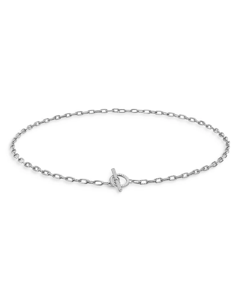 DY Madison® Pavé Diamond Toggle Chain Necklace in Sterling Silver, 3mm