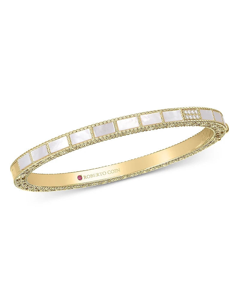 Roberto Coin 18K Yellow Gold Diamond & Mother of Pearl Mosaic Bangle Bracelet