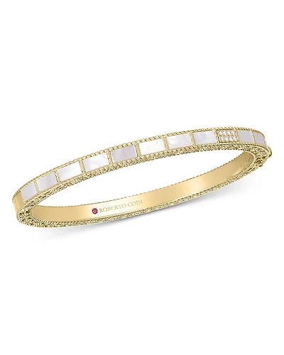 Roberto Coin 18K Yellow Gold Diamond & Mother of Pearl Mosaic Bangle Bracelet