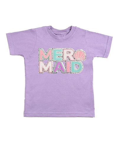 Sweet Wink Girls' Mermaid Patch Short Sleeve T-Shirt - Baby, Little Kid