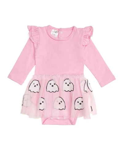 Ghost Sequin Halloween Long Sleeve Tutu Bodysuit - Baby