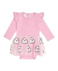 Ghost Sequin Halloween Long Sleeve Tutu Bodysuit - Baby