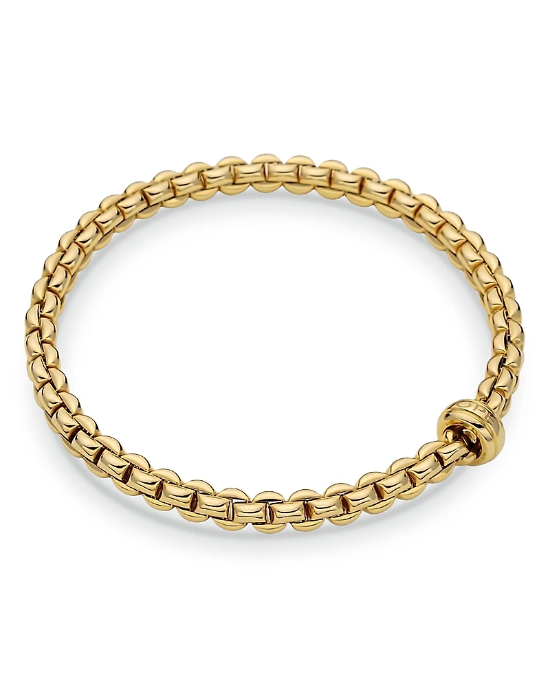 Fope 18K Yellow Gold Eka Polished Rondelle Box Link Flex Bracelet