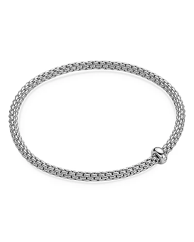 Fope 18K White Gold Prima Diamond Rondelle Woven Link Flex Bracelet